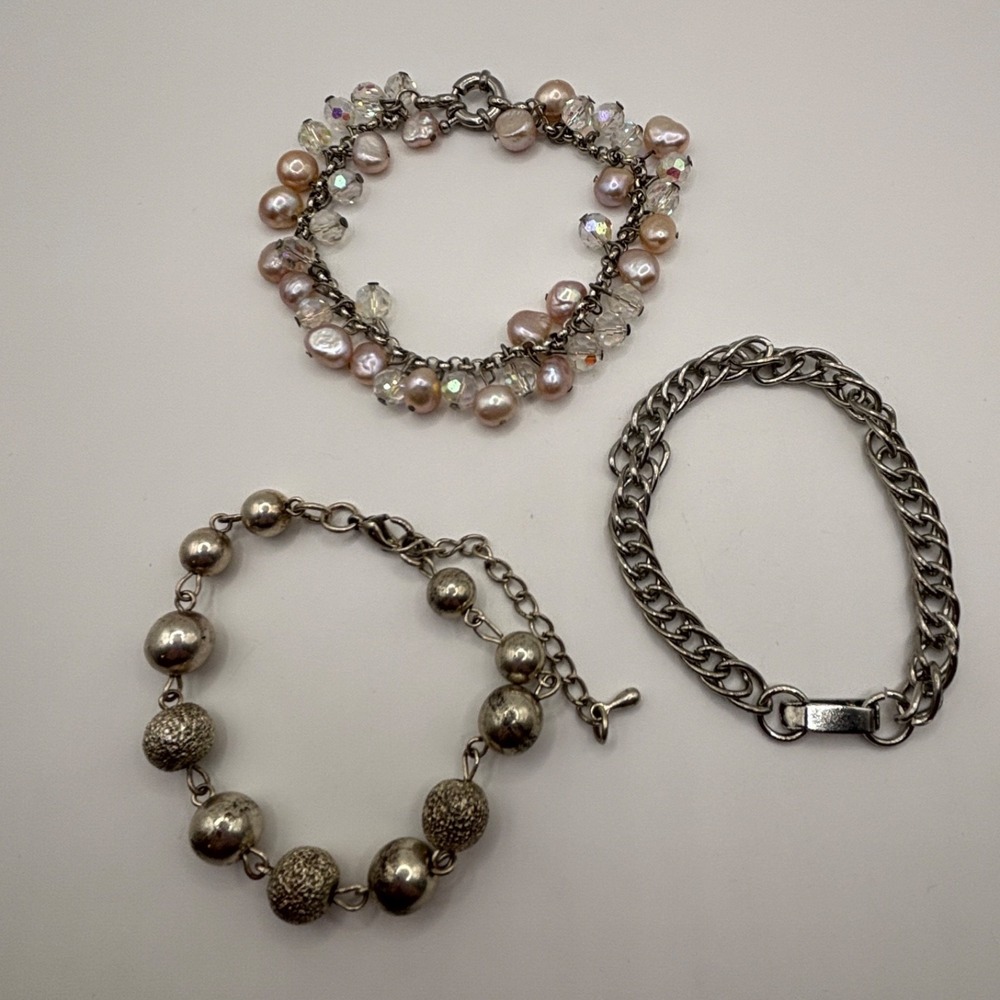 Lot of 3 Silver Tone Bracelets Unbranded